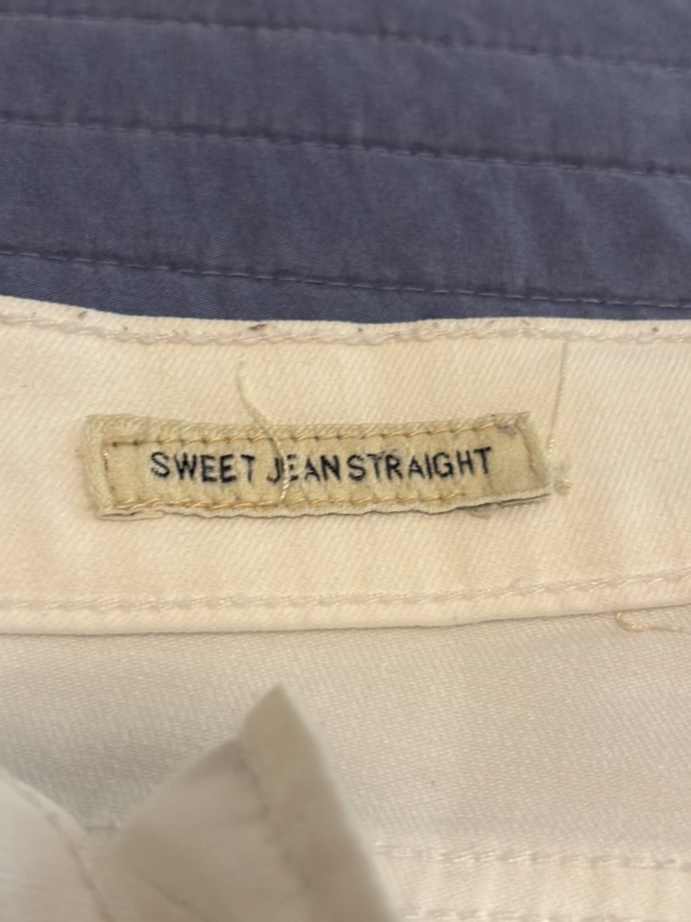 Lucky Brand Men’s Straight Jeans in Cream and Blue Trim